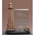 Ocean Mist Lighthouse Award with Glass Plaque. 11"h x 8-1/2"w x 3"d.